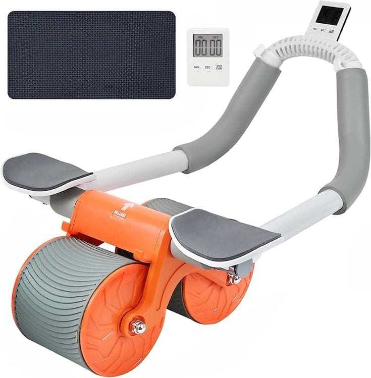 Automatic rebound two-wheel four elbow support ab training roller
