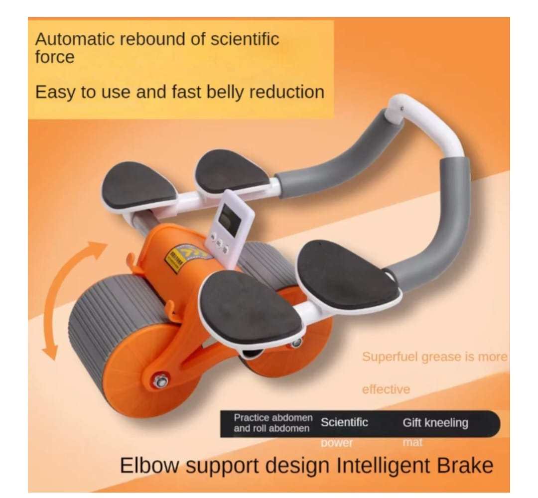 Automatic rebound two-wheel four elbow support ab training roller